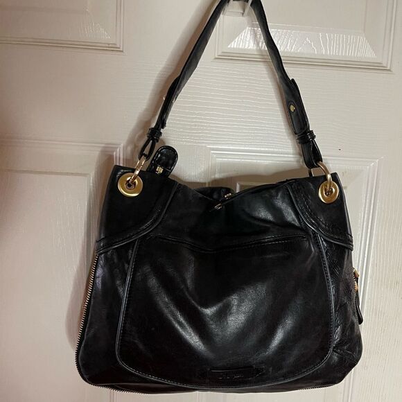 Cole Haan black soft leather shoulder with extended side to bottom zipper suede - Picture 14 of 14